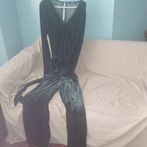 Luxurious Forest Green Velvet Jumpsuit